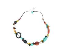 Collier court fil de soie & pierre