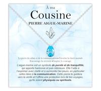 Collier Cousine Pierre Aigue-marine Cadeaux pour elle en Argent Sterling 925 Idée Cadeau pour cousines Noël Anniversaire Motivant - Coffret avec DÉDICACE incluse (Pierre Aigue-marine Cousine argent)
