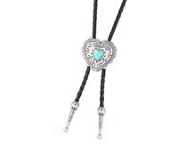 Collier Cravate Lariat Sculpté Western Stone Tressé Punk Cravate pour Chemises & Jeans Accessoire de Costume Mode Cou Accessoire, Argent antique, taille unique