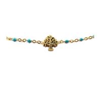 Collier créateur acier 'Arbre de Vie' turquoise doré - 10x8 mm [R0229]