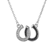Collier Cristal avec Pendentif Collier en Forme De Double Fer à Cheval Collier pour Couples Le Symbole De l'amour Cadeaux pour La Saint Valentin (1 pièce)