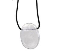 Collier Cristal de Roche Pierre ovale percée Cordon noir