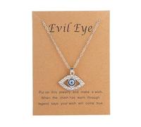 Collier Cristal Oeil turc de Nazar en cristal fait main,Mauvais œil Collier Bracelet Ensemble pour Femme,Saphir Résine Oeil Bleu Pendentif Pierre Perles Fait Main Protection Mal de Ojo Bijoux-argent