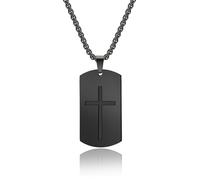 Collier croisé en acier inoxydable, pendentif Croix simple, plaque d’identité