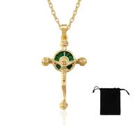 Collier Croix Chrétienne Plaqué Or 14 Carats - Pendentif en Acier Inoxydable Pour Femme