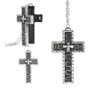 Collier Croix Compartiment Secret - Inspiré D’Un Jeu CoréEn De Survie,Collier Croix Unisexe FaçOn Coffre Secret - Style Jeu CoréEn Dramatique,Acier Inoxydable,Rangement Discret Pour Petits Objets