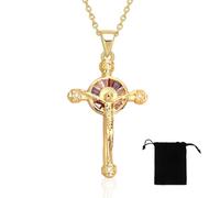 Collier Croix, Croix Chretienne Femme, Collier Croix en Or, Collier Croix Chretienne, Pendentif Croix Chrétienne, Collier Croix Plaqué Or 14 Carats, Bijoux Acier Inoxydable Femme, Femme Fille Bijoux