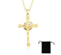 Collier Croix, Croix Chretienne Femme, Collier Croix en Or, Pendentif Croix Chrétienne, Collier Croix Plaqué Or 14 Carats, Bijoux Acier Inoxydable Femme, Cadeau Bijoux pour Femmes