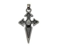 Collier Croix de Compostelle et Coquille en Argent 925, avec Écrin | Croix de Saint-Jacques 27 x 15 mm avec coquille, finition vieillie, fait main, souvenir du chemin de Compostelle