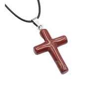 Collier Croix En Cristal De Guérison pour Femmes Hommes Chaîne Pendentif En Cristal Pierre Précieuse Naturelle Cordon En Cuir Réglable Chaîne En Corde Bijoux Reiki Cadeau Collier En Pierre Arc-