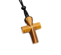 Collier Croix En Cristal De Guérison pour Femmes Hommes Pendentif Ange Gardien Chaîne Pierre Précieuse Naturelle Tissée À La Main Chaîne Réglable Reiki Foi Bijoux Cadeau Collier En Pierre Œi