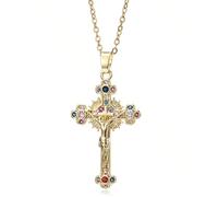 Collier Croix Femme, Collier Croix Chretienne, Pendentif Croix Chrétienne, Hypoallergénique Chaîne Plaquée Or 18 Carats, Cadeau Bijoux pour Femmes