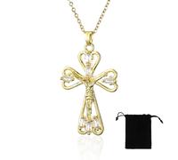 Collier Croix Femme, Croix Chretienne Femme, Collier Croix Chretienne, Pendentif Croix Chrétienne, Collier Croix Plaqué Or 14 Carats, Bijoux Acier Inoxydable Femme, Cadeau pour Femme Fille