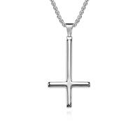 Collier croix inversée en acier titane du pape, pendentif croix simple inversée de Saint-Pierre