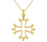 Collier Croix Occitane Plaqué Or 18K - Chaîne Maille Forçat 42cm Mixte