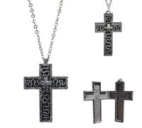 Collier Croix RéTro Avec Compartiment Secret, Pendentif Croix, Design Imprimé 3d, Acier En Acier Inoxydable, Pour Cadeau D'Anniversaire, De NoëL, De Saint-Valentin, Pour Homme Et Femme. (1 PCS)