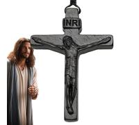 Collier crucifix en bois pour homme | Collier avec pendentif vintage | de Jésus catholique chrétienne en bois de santal, bijoux pour filles, bois naturel, cadeau de longueur réglable, Consulte