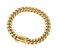Collier cubain en Acier Inoxydable, 14 mm de Large, chaîne de 26/31/36/41/46/51/56/61 cm, Collier doré pour Chiots, Petits et Moyens Chiens