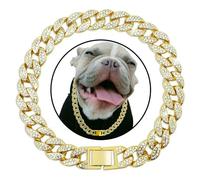 Collier cubain en Or pour Chien, Accessoire de Luxe en Diamant, idéal pour Petits, Moyens et Grands Chiens et Chats.