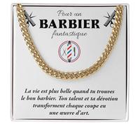 Collier Cubain Homme Coiffeur Barbier Idée cadeau anniversaire Idées Cadeaux pour lui Noël Fête des Pères Accessoires pour Coiffeurs Barbiers - Coffret avec DÉDICACE inclus (Collier Barbier 1)