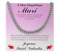 Collier Cubana À mon Mari Tu es spécial, Joyeuse Saint-Valentin Acier Inoxydable Poli de Haute Qualité Idées cadeaux pour lui, anniversaire ou Noël - Coffret avec DÉDICACE incluse (Collier Mari)