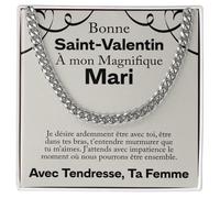 Collier Cubana À mon Mari Tu es spécial, Joyeuse Saint-Valentin Acier Inoxydable Poli Idées cadeaux pour lui, anniversaire ou Noël - Coffret avec DÉDICACE incluse (Collier Mari Saint Valentin)