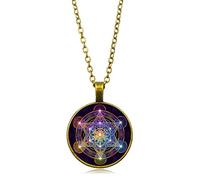 Collier Cube de Métatron pour Homme Femme,Géométrie Sacrée Pendentif avec Chaîne Réglable 18"+2",CQHODFYA Bijoux Collier Cadeau,Collier Religieux en Alliage pour Hommes et Femmes -avec Boîte à Bijoux