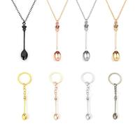 Collier Cuillère 4 Pièces Et Porte-Clés Cuillère 4 Pièces, Bijoux De Style Créatif, Bijoux Mini Cuillère, Accessoires De Mode