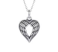 Collier cœur double ailes d'ange en argent sterling 925 | LK_NLC_02647 | necklace 22mm round disc gold plated mythology coin inspired pendant with 18 inch cable chain meaningful