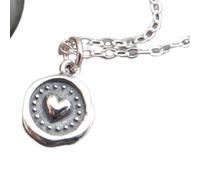 Collier cœur en argent sterling 925. Style cachet de cire. Mini pendentif bohème. Breloque simple et élégante pour un usage quotidien. Petite et délicatesse | Avec chaîne de 45 cm | Plaqué argent |