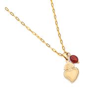 Collier cœur ex-voto cornaline et acier inoxydable