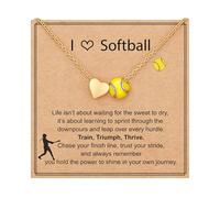 Collier Cœur Femme Plaqué Or 14K, Bijou Softball avec Pendentif Balle et Cœur Doré, Collier Sport Chic pour Femmes, Cadeau Inspirant pour Joueuses Fans ou Amoureuses du Sport, Chaîne Dorée Élégante