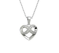 Collier Cœur Infini Femme Argent 925/1000 Rhodié - Zirconium Pavé - Bijou Symbole Amour Éternel - Chaîne 45cm Classique