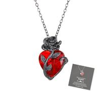 Collier cœur rose noire, collier pendentif cœur rose gothique, pendentif fleurs punk vintage « I’m Strong As Fuck », bijoux élégants pour femme (Black)