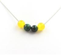 Collier d'agate jaune + malachite du Congo 8 mm