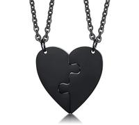 Collier d'amitié BFF Cœur LGT Jewels Acier inoxydable Noir