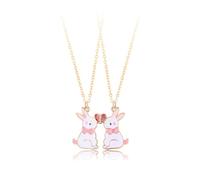 Collier d'amitié mignon lapin pour femme avec pendentif en forme de cœur assorti pour 2 fêtes, remise de diplôme, meilleurs amis pour toujours, sœur, fille