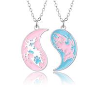 Collier d'amitié Yin Yang pour couple Yin et Yang Tai Chi, collier animal loup collier pour femmes hommes bijoux cadeau, Métal, Pas de gemme