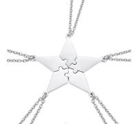 Collier d'amitiés pour 5, Collier bff pour 5 bijoux stitch fille Puzzle collier stitch fille cadeau bff pour homme/femme/adolescent cadeau de famille pendentif étoile en acier inoxydable (Pour 5)