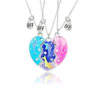 Collier d'Amour BFF - 3 Pièces Pendentif Cœur de Dauphin - Cadeau d'Anniversaire pour Sœurs et Meilleurs Amis