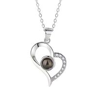 Collier d'amour éternel en forme de cœur « Dich ich Liebe », 100 langues gravées, collier d'amour pour petite amie, cadeaux pour femme, mère, Saint-Valentin, Noël, Mittelgroße, bronze, Mittelgroße