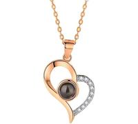 Collier d'amour éternel en forme de cœur « Dich ich Liebe », 100 langues gravées, collier d'amour pour petite amie, cadeaux pour femme, mère, Saint-Valentin, Noël, Mittelgroße, bronze, Mittelgroße