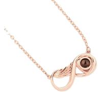 Collier d'amour infini avec plume « Dich ich Liebe » - 100 langues - Collier d'amour pour petite amie, cadeaux pour femme, fête des mères, Saint-Valentin, Noël, Mittelgroße, Mittelgroße, Bronze, 0