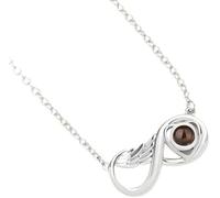 Collier d'amour infini avec plume « Dich ich Liebe » - 100 langues - Collier d'amour pour petite amie, cadeaux pour femme, fête des mères, Saint-Valentin, Noël, Mittelgroße, Mittelgroße, Bronze, 0