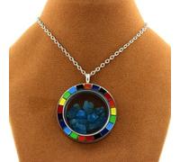 Collier d'apatite bleu néon brut