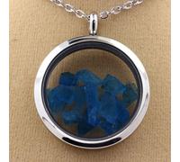 Collier d'apatite bleu néon brut