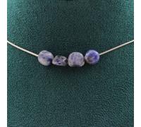 collier de 4 perles de jaspe bleu d'Afrique du Sud Chaîne en acier inoxydable