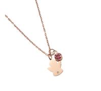 Collier de baptême gravé pour filles élégant à porter au quotidien - Chaîne symbolique en cristal - Pierres de naissance - Cadeau de première communion - Collier en argent et or rose