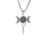 Collier de baseball, collier rétro grec antique triple déesse de la lune celtique coucher de soleil lune pendentif tendance bijoux porte-bonheur