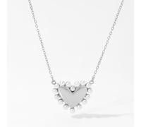 Collier de boucles d’oreilles coeur de perle, nouveau collier de clavicule coeur de pêche haut de gamme (collier en argent)